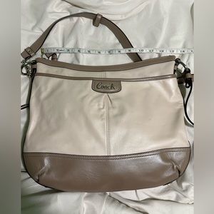 Beige Leather COACH Bag with Pink Satin Liner